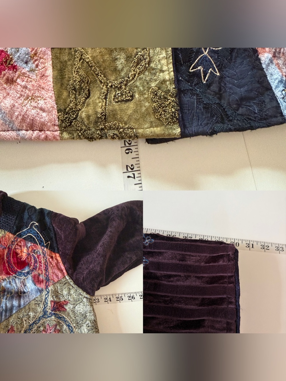 Flashback Boho Hippie Patchwork Velvet Button-Front Jacket Size Large 55% Cotton - Picture 14 of 14